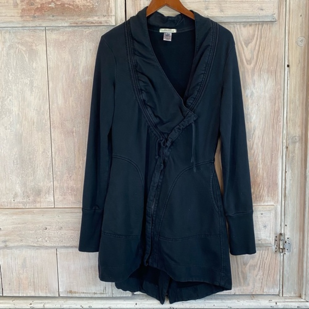 Prairie Underground Black Zip Up Lagenlook Jacket Sweater Size Medium